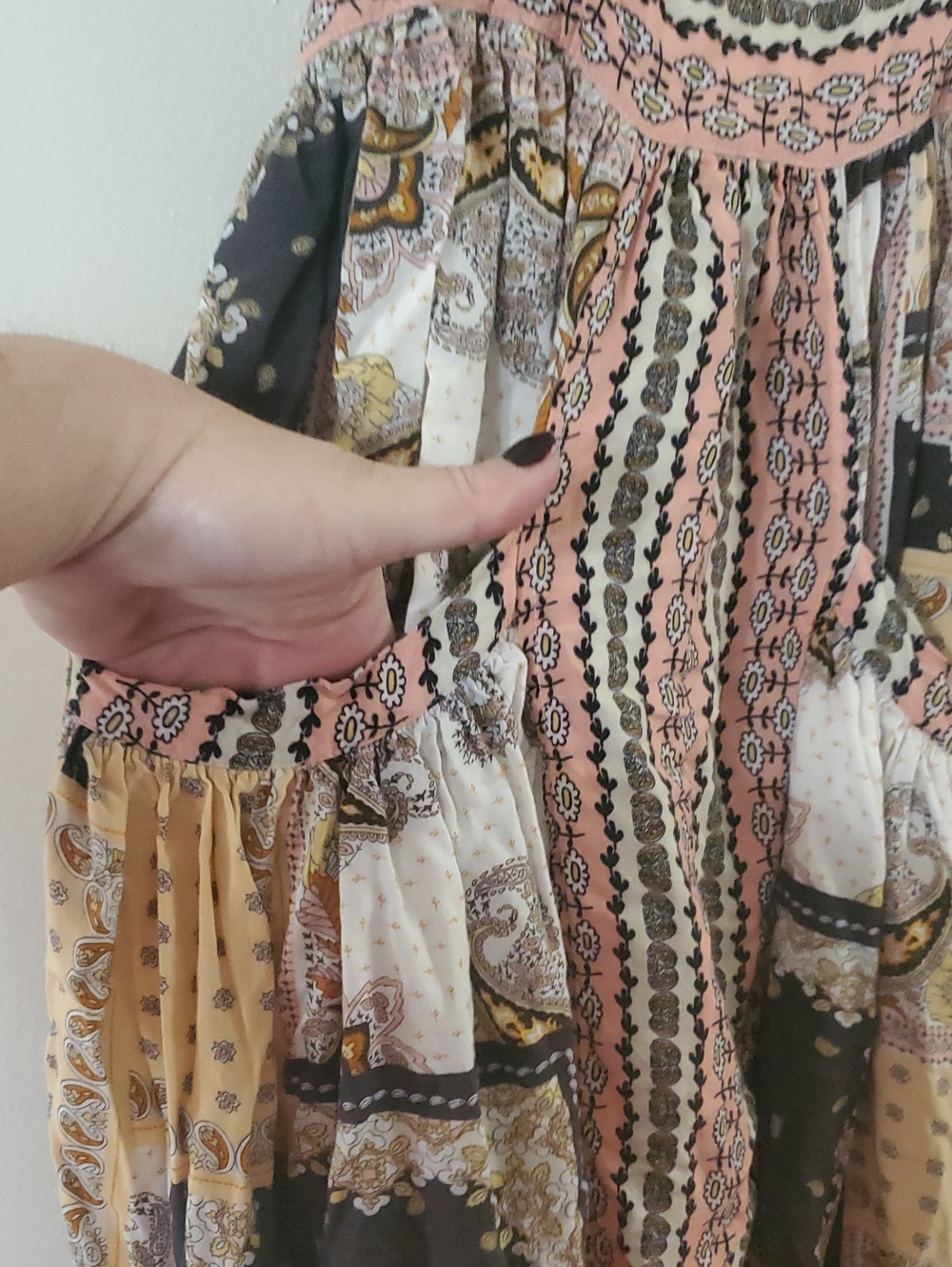 Matilda Jane Perfectly Paisley Boho Patchwork Maxi Dress Size Sm Pockets Tie - Picture 5 of 13